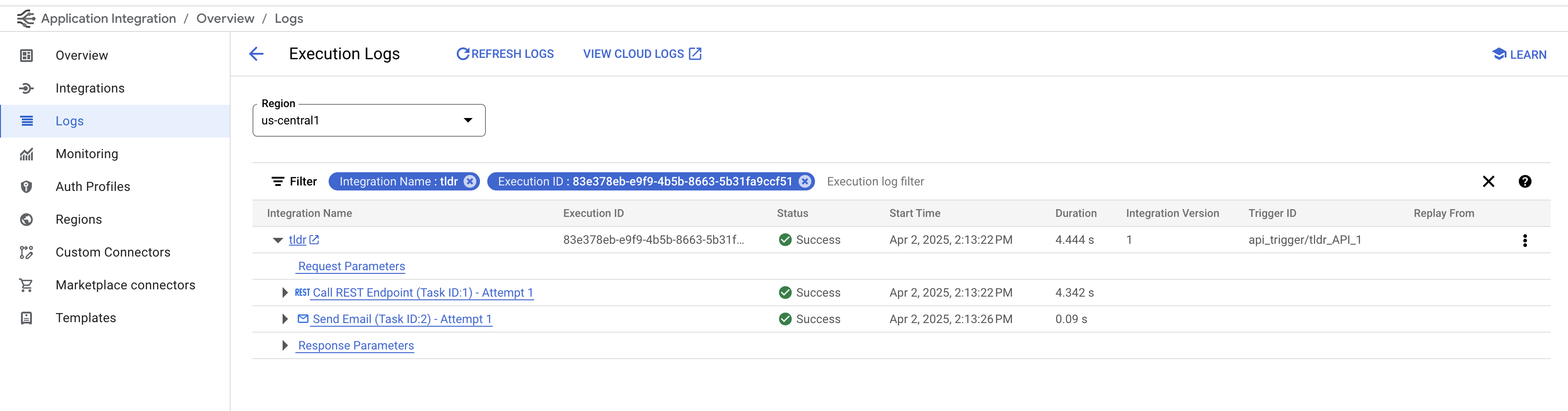 Workflow logs